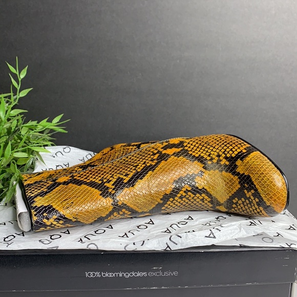 Aqua Womens Soren Ankle Boots Leather Block Heel - Yellow - Picture 8 of 11